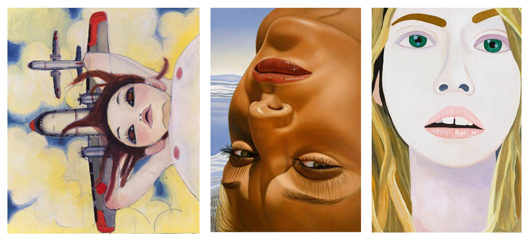 Aya Takano, Fallin’–Manma Air (2000); Richard Phillips, Der Bodensee (2008); Brian Calvin, June (2014)
