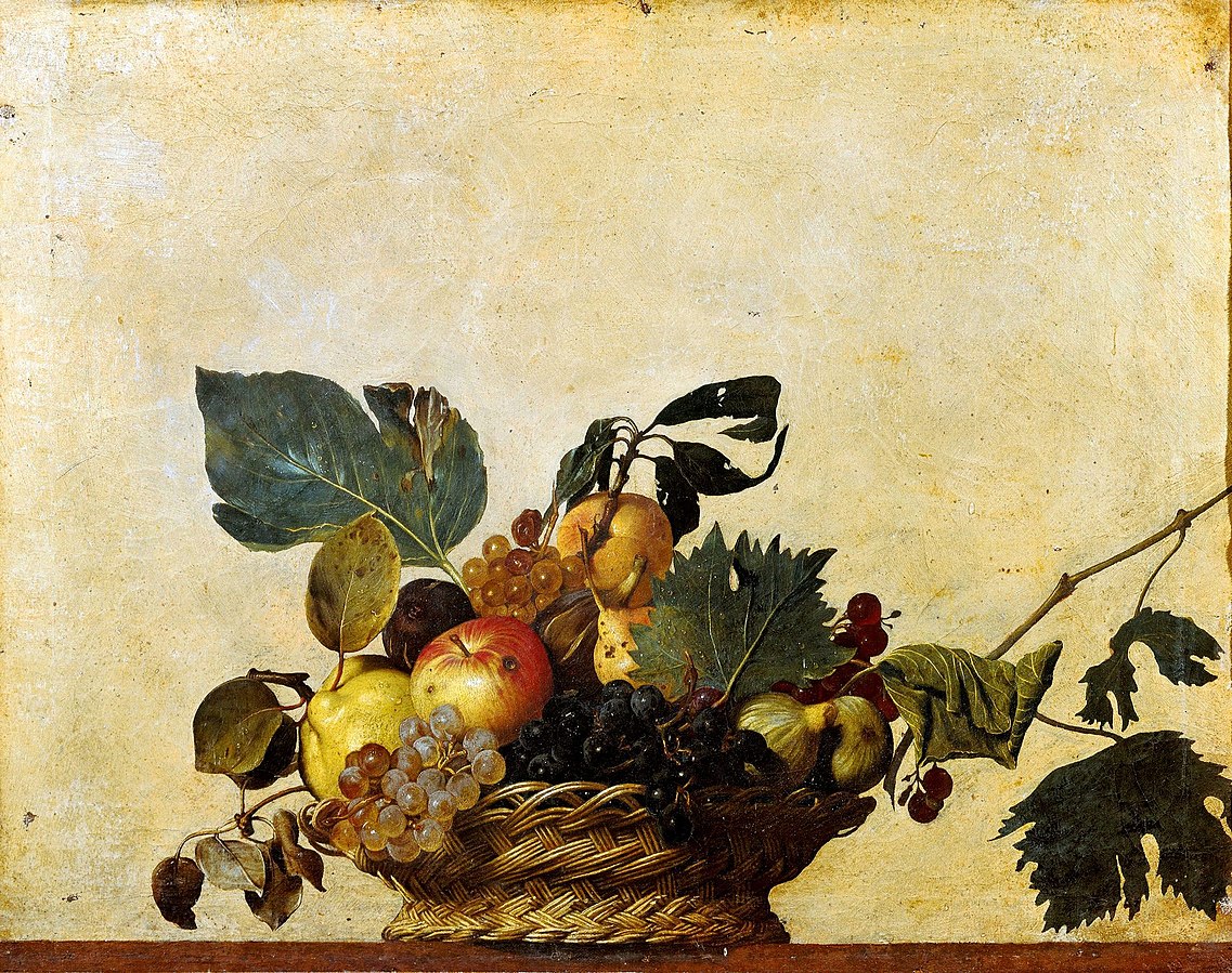 Cesta de frutas, Caravaggio, 1596. Wikipedia. https://es.wikipedia.org/wiki/Cesto_con_frutas